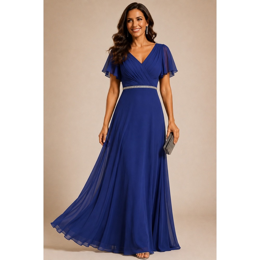 Ever Pretty Layla Royal Blue A-Line Chiffon Formal Evening Dress NWT / 10